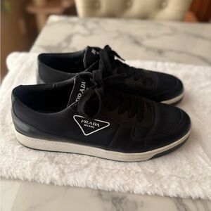 Prada Men's Black Sneakers with White Soles, US size 12